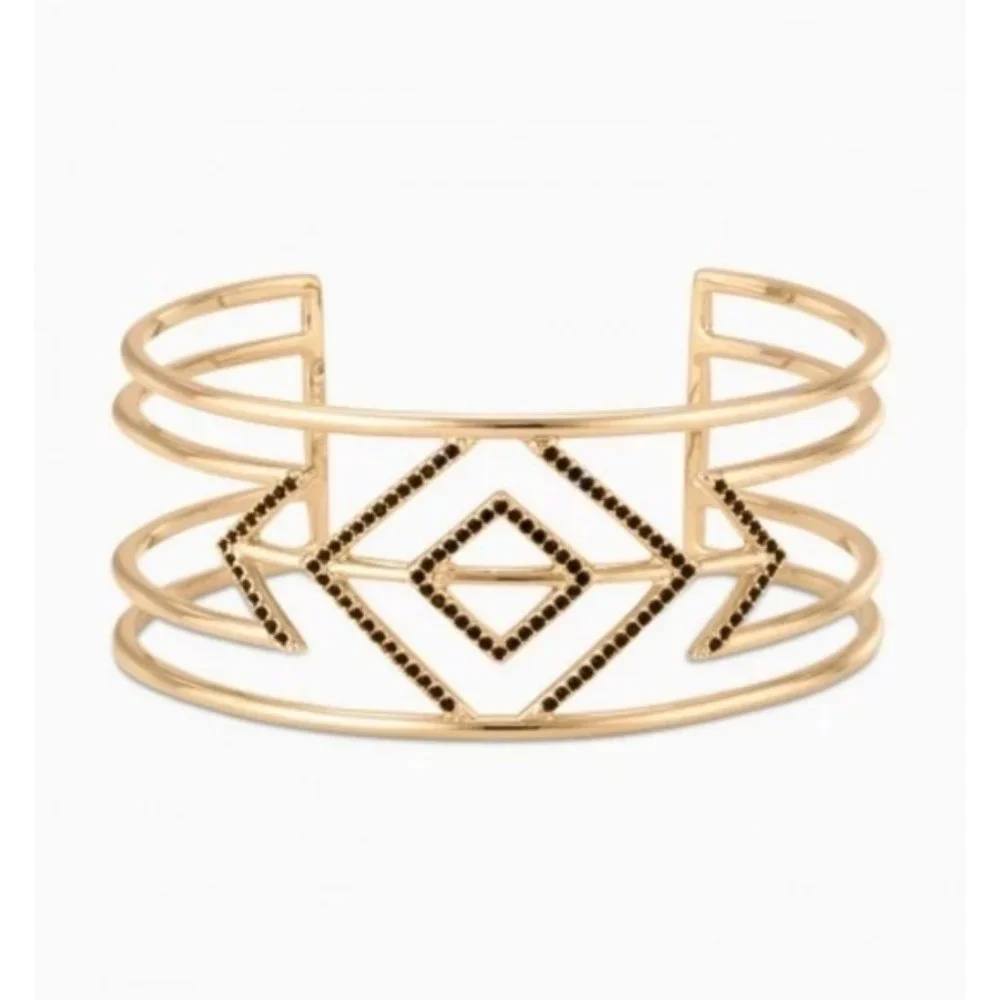 Stella & Dot | Black + Gold Pavé Diámondé Sphinx Cuff Bracelet Retired - Picture 2 of 8